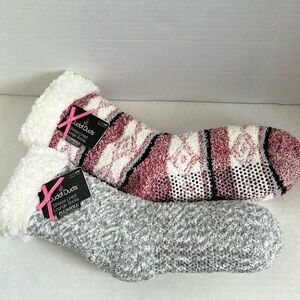 Set of 2 Cuddl Duds Sherpa Lined Socks